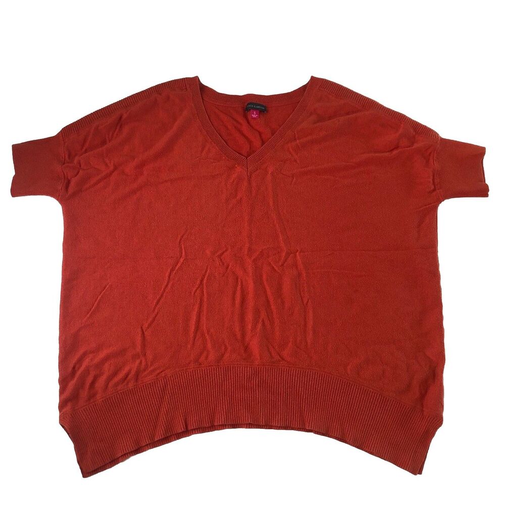 Vince Camuto Women’s Short Sleeve Knit Sweater Orange Relaxed Tag Size Small